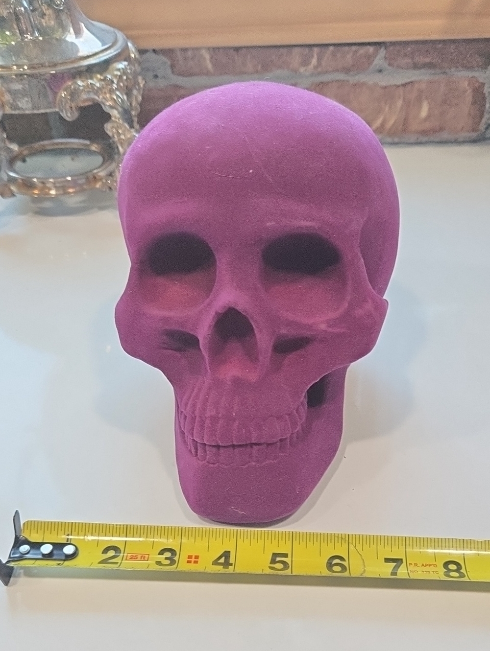 Source Unknown Purple Velvet Skull Decor